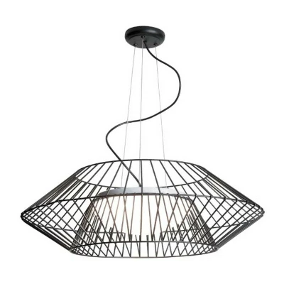 Image of Aigio Ceiling Cage Pendant 3 Light Galss Steel Black