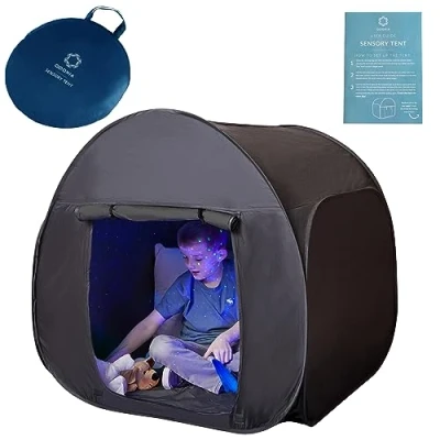 Image of Sensory Tent Calm Corner for Children to Play and Relax Helps with Autism, SPD, Anxiety &amp; Improve Focus Black Out Tents Autistic Small