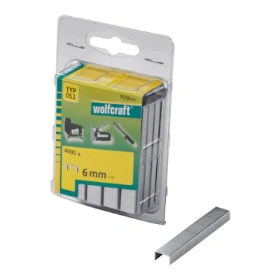 Image of wolfcraft Broad Back Staple, Steel, Type 053 I 7016000 Ideal for Fastening Fabric, Textiles and Thin Strips of Wood