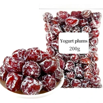 Image of MKSDDF 200g Chinese Snacks Yogurt Plums, Candied Dried Sweet and Sour Plum Candy, Non GMO Vegetarian Sugar Candy Plums