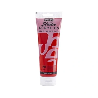 Image of Pébéo Studio Acrylics Fine Acrylic Paint Red Quinacridone Scarlet, 250 ml