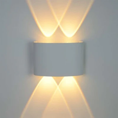 Image of G.W.S® 4W White Modern LED Sconce IP54 Indoor/Outdoor Up and Down Wall Light Warm 3000K (WL T4 WW)