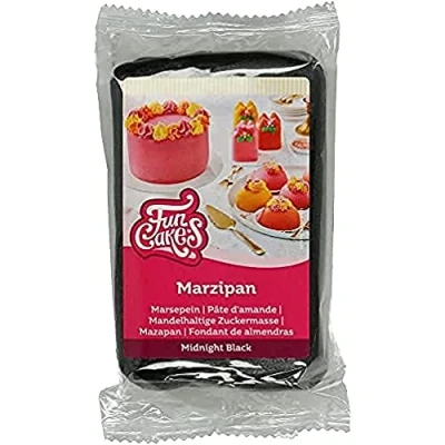 Image of FunCakes Marzipan Midnight Black : Easy to Use, Delicious Taste, Flexible and Smooth, Roll Out, Fine Firm, Perfect for Cake Decorating, Halal, Kosher Gluten Free. 250 g.
