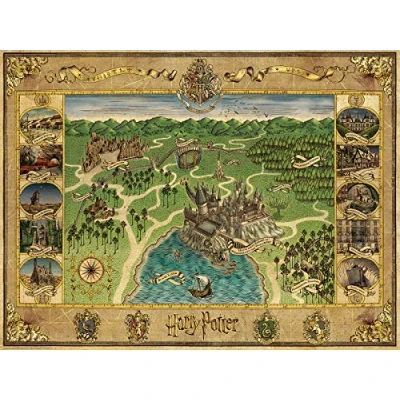 Image of Ravensburger Harry Potter Gifts Hogwarts Map 1500 Piece Jigsaw Puzzle for Adults &amp; Kids Age 12 and Up, Silver