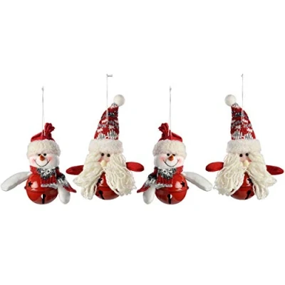 Image of WeRChristmas Santa Snowman Hanging Christmas Tree Decorations, 13 cm Red/Grey, Set of 4