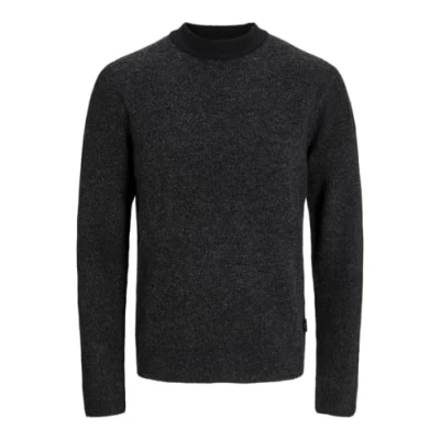 Image of JACK &amp; JONES Men&#039;s Jcospace Knit Mock Neck Sn Jumper, Pavement/Pattern: w. Black Neps, XXL