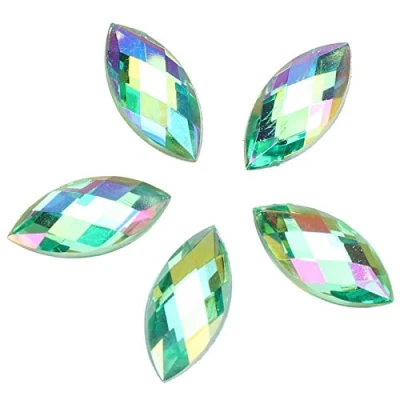Image of 500Pcs Shiny AB Rhinestones Flat Back Horse Eye Crystal Rhinestone Light Green Gems Decorations for DIY Accessories 7 x 15mm