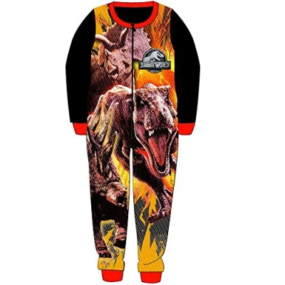 Image of Licensed Jurassic World Kids All in One Boys Girls Childrens Fleece Onesie Sleepsuit Pyjamas Age 4/5 Years