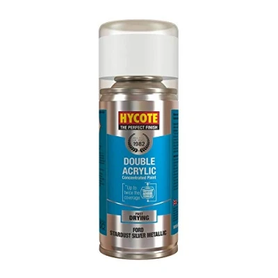Image of Hycote Double Acrylic Aerosol Car Spray Paint, Ford Stardust Silver, 150 ml