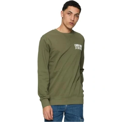 Image of Mister Tee CASH ONLY Crewneck Sweatshirt, Men&#039;s, Size: XS, Olive