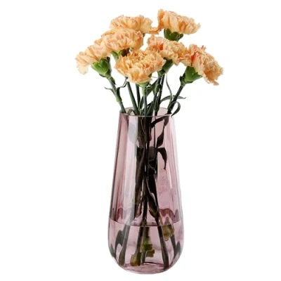 Image of Modern Large Glass Vase H 9.8&quot; Pink Vases for Flowers, Centerpieces and Decorative Accents Tall Plant Office Home Table Decor