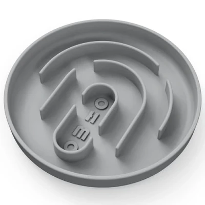 Image of OHMO Slow Feeder Dog Cat Bowl (Small, Circular), Silicone Puppy Food Anti Gulping Down Small Dogs Eating Choking No Suction Cup, Grey