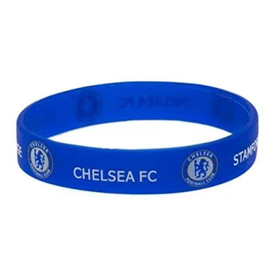 Image of Chelsea FC Official Football Silicone Wristband (One Size) (Blue/White)