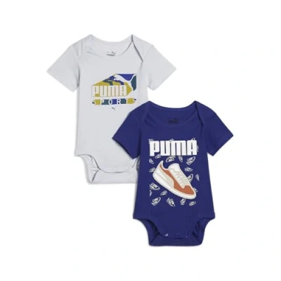 Image of Puma Minicats Newborn Unisex 2 PACK Print Tshirt for kids, Size: 6, Lapis lazuli/silver mist
