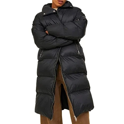 Image of JACK &amp; JONES Women&#039;s Long Padded Parka Jacket Coat Sleeve Winter Warm Puffer (Black) UK Size XS