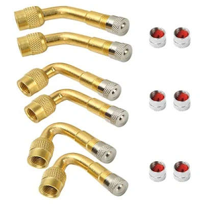 Image of 6Pcs Valve Extension, Bolatus Tyre Extension Adapter Stem 45 90 135 Degree Brass Air Tire for Car Motorcycle Bike Truck RV&#039;s Scooter with 6 Metal Caps