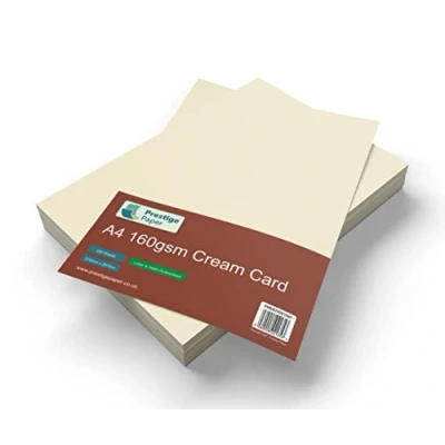 Image of A4 Cream/Ivory Card, 160gsm, Craft Laser &amp; Inkjet Printer, Copier Guaranteed, Arts Crafts, School, Office, Card Making, Printing, 250 Sheets, Prestige Paper