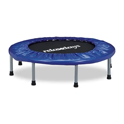 Image of Relaxdays Folding Trampoline, Indoor, Fitness, HxWxD: 22 x 95 cm, Max User Weight 100 kg, Blue Black