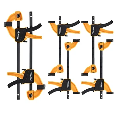 Image of Bar Clamps for Woodworking — TOLESA Mini Quick Grip 200N Load Limits 6Pc Light Duty One Handed Clamp &amp; Spreader 4 6 Inch Wood Powerful Clamping Force Trigger Gluing Securing