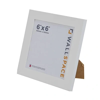 Image of Wall Space 6x6 Frame White Square inches 6 x inch Frames REAL WOOD Picture All Wooden Photo are made from SOLID and come with GLASS