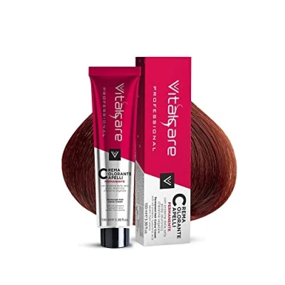 Image of Vitalcare Professional Permanent Coloring, Hair Coloring Cream, Dye with Silk Proteins, n 7/4, Copper Blonde, 100ml