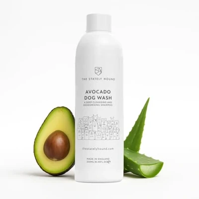 Image of The Stately Hound Dog Grooming Shampoo and Conditioner Natural Wash for Smelly Dogs &amp; Puppies, Aloe Vera Avocado Deep Cleansing Deodorising Professional UK Made 250ml