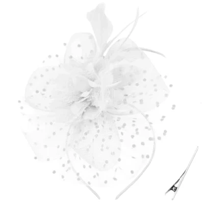 Image of DRESHOW Fascinators Hat Feather Headband Women&#039;s Tea Party Headwear with Clip Flower Head Band for Girls &amp; Women