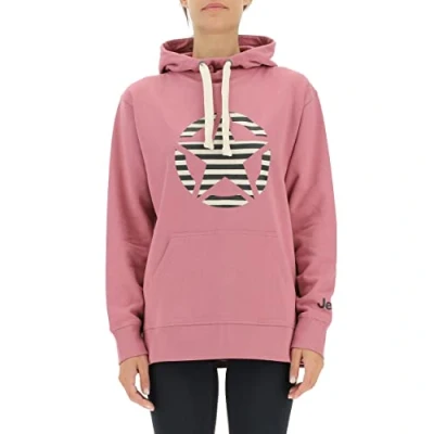 Image of JEEP O102608 P490 J WOMAN HOODED OVERSIZE SWEATSHIRT STAR Striped Print J22W Dusty Rose XS