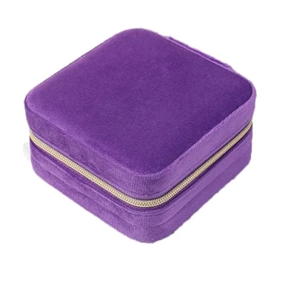 Image of BSLVWG Jewellery Box, Small Travel Organiser Storage Case for Necklace Earrings Bracelets Rings Velvet Leopard Box Organizer,Jewellery Gift Girls Women (Purple)