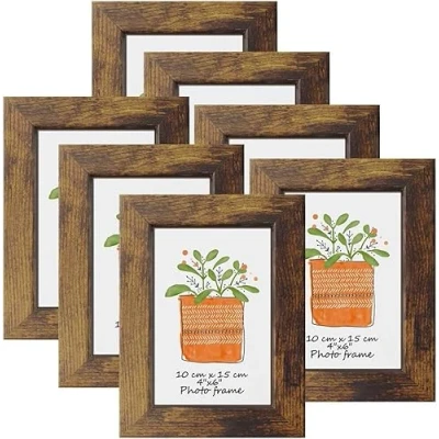 Image of PETAFLOP 6x4 Photo Frames Rustic Picture Frame Fits 4 by 6 Inch Prints Wall Tabletop Display, 7 Pack