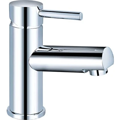 Image of VeeBath Dixon Round Mono Basin Mixer Tap Bathroom Sink Washroom Single Lever Brass with Pop Up Waste Chrome