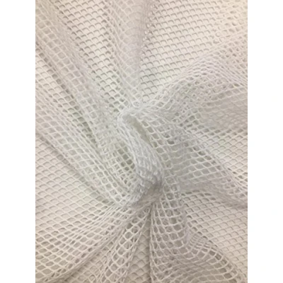 Image of EU Fabrics Stretchy Fishnet Mesh Fabric Perfect for Fashionable Lingerie, Beachwear, and Bridal Dresses Polyester/Elastane Blend Versatile Net in Plain Colors (White 1 Meter x 150cm)