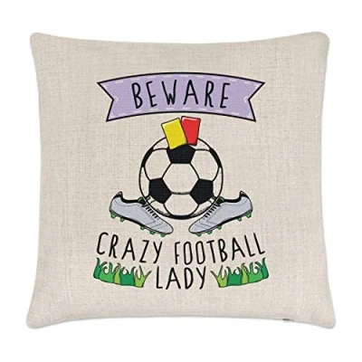 Image of Gift Base Beware Crazy Football Lady Cushion Cover