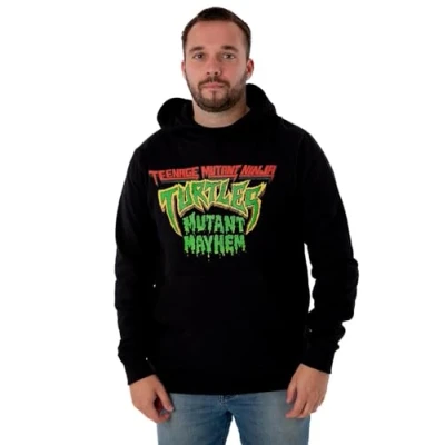 Image of Teenage Mutant Ninja Turtles Mens Hoodie Black Mayhem Hooded Sweatshirt for Adults Long Sleeve Fashion Nostalgic 90s Cartoon Hoody TMNT Movie Merchandise Gift Him