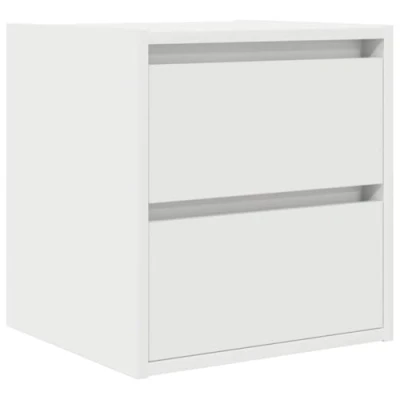 Image of vidaXL Wall Mounted Bedside Nightstand White 38x34x40 cm Engineered Wood Floating with Spacious Drawer Sleek Bedroom Storage Solution