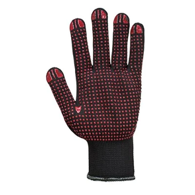 Image of DD PPE DD110 12 x Pairs Nylon Polka Dot Palm Work Wear Garden DIY Grip Gloves (9/Large, Black)