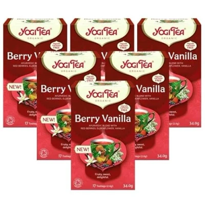 Image of Berry Vanilla Fruity Tea Yogi Ayurvedic Blend with Berries Elderflower Box of 17 Bags (34g) (6)