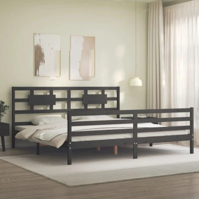 Image of vidaXL Bed Frame without Mattress Grey 200x200 cm Solid Wood