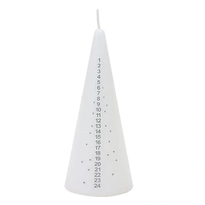 Image of 15cm White Advent Candle with Stars Christmas Cone shaped Countdown 4054