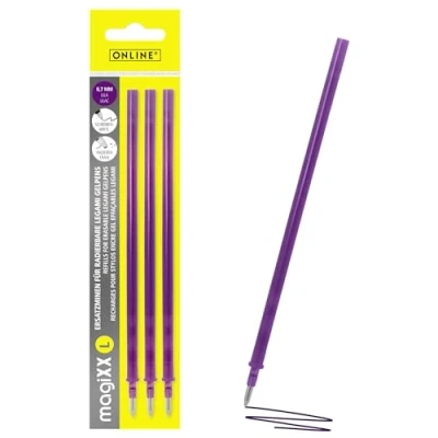 Image of Online 3 x Erasable Refills Compatible with Legami Gel Pens MagiXX L I Green 0.7 mm Line Width Replacement Refill for Roller Ink