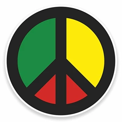 Image of 2 x 10cm/100mm Rasta Peace Symbol Jamaica Vinyl SELF Adhesive Sticker Decal Laptop Car Travel Luggage Label Tag #9480