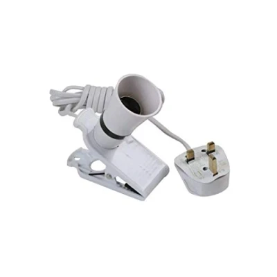 Image of PRO ELEC PEL00523 Clip On BC Lamp Holder with 2m Mains Lead White