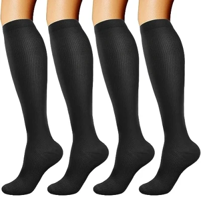 Image of DRESHOW 4 Pairs Compression Socks for Women&amp;Men Circulation Best Support Athletic Running Cycling Travel