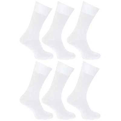 Image of Floso® Mens Plain 100% Cotton Socks (Pack Of 6) (UK Shoe 6 11, EUR 39 45) (White)