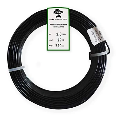 Image of Grow A Bonsai Tree Anodized Aluminium 2.0mm Training Wire 250g Large Roll (95 Feet) Choose Your Size and Color (2.0mm, Black)