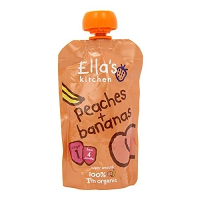 Image of 7 Pack of Gluten Free Ellas Kitchen S1 Peaches &amp; Bananas 120 g