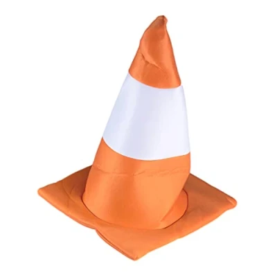 Image of Orange &amp; White Traffic Cone Hat, 1 Pc. Stylish Design, Perfect for Costume Parties, Events, Stag Do, World Book Day, More