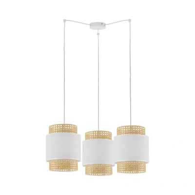Image of Boho Cluster Pendant Ceiling Light White, Rattan 3xE27