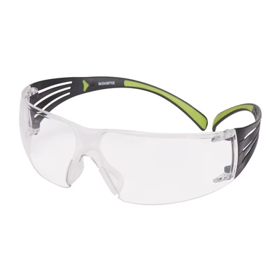 Image of 3M 400 Safety Glasses, Black/Green frame, Anti Scratch / Fog, Clear Lens, SF401AS/AF EU, 20/Case