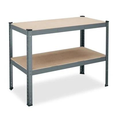 Image of Relaxdays Workbench, Load Capacity 150kg, HWD: 90 x 120 60 cm, 2 Adjustable Levels, Steel &amp; MDF, Workshop, Anthracite